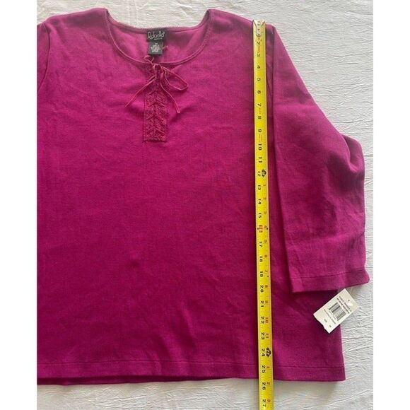 Rafaella Woman Pullover Sweater Top 3/4 sleeve Sz 3XL Plus Sz Fuchsia Cotton NWT - Picture 4 of 8
